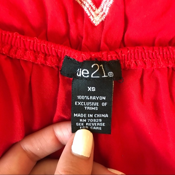 Bright Red Off the Shoulder Top - Picture 3 of 3